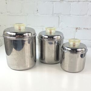 Vintage Revere Ware Stainless Steel Canister Set Nesting 3 Pc.